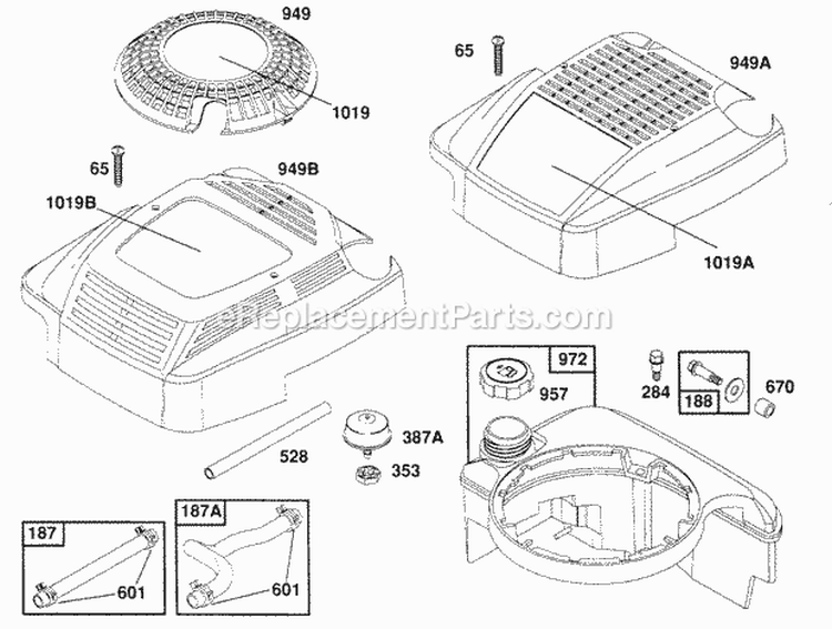 Fuel Tank AssyCovers Hoses Diagram and Parts List for 124882-3424-02  Briggs and Stratton Engine